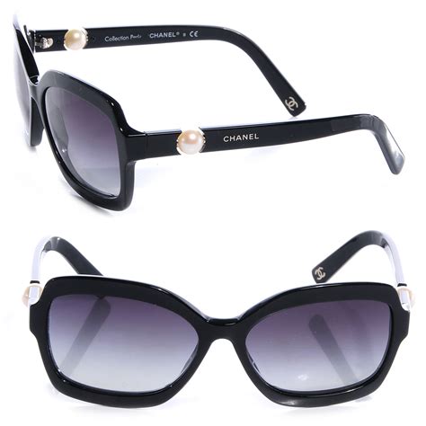 chanel black sunglasses with chanel on side